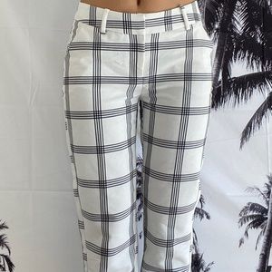 White and Grey Plaid Dress Pants
